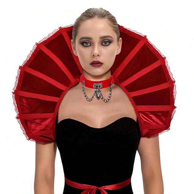 Medieval Gothic Capes s Renaissance Stand Collar Lace Feather Cloak Halloween Vampire Role-playing Dress Up Party Cosplay Props