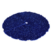47.5in Christmas Tree Skirt Blue Christmas Tree Skirt Round Xmas Tree Skirt Decorations Exquisite Shiny Tree Skirt Party Favors