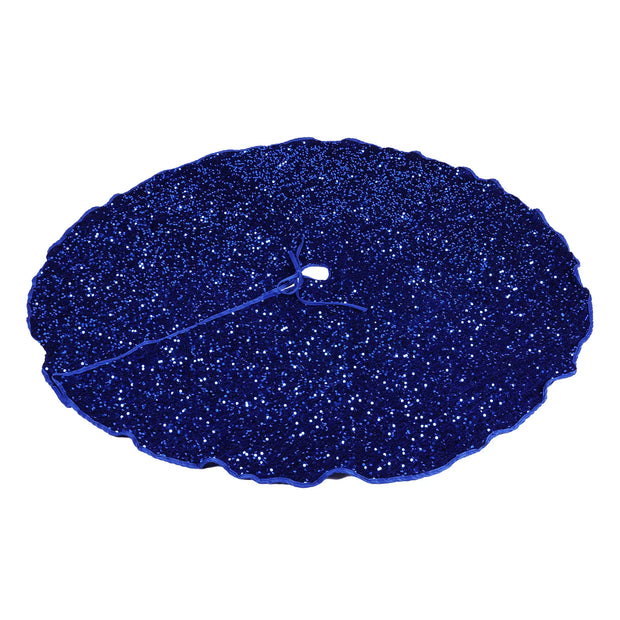 47.5in Christmas Tree Skirt Blue Christmas Tree Skirt Round Xmas Tree Skirt Decorations Exquisite Shiny Tree Skirt Party Favors