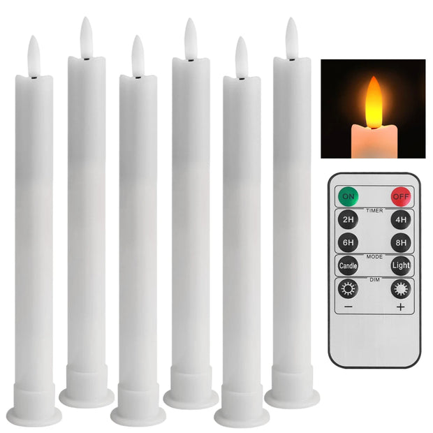 Flameless LED Taper Candles with Remote Flickering Electronic Candle Ivory/White Tea Lighting for Christmas Halloween Home Decor