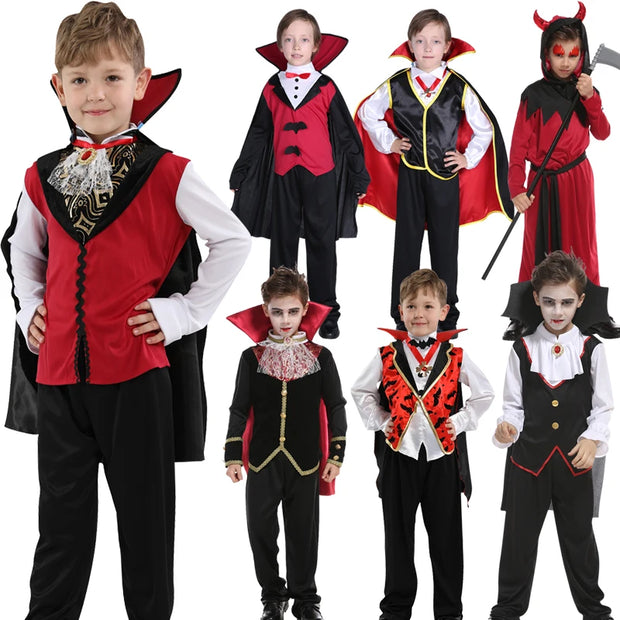 Halloween Boy Vampire Costume ,Boy Devil Role-playing Outfit,Children Carnival Live Performance Dress Up