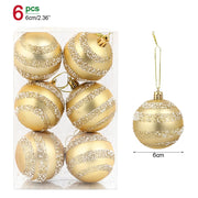 6Pcs/box 6cm Christmas Ball Ornaments Xmas Tree Hanging Pendant Christmas Decorations for Home 2024 Navidad Natal New Year Gift
