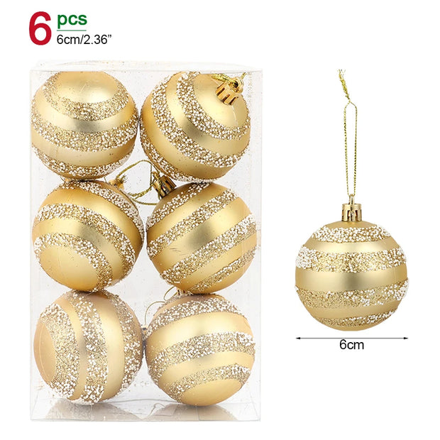6Pcs/box 6cm Christmas Ball Ornaments Xmas Tree Hanging Pendant Christmas Decorations for Home 2024 Navidad Natal New Year Gift