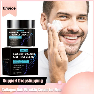 Collagen Anti Wrinkle Cream for Men Moisturizer Retinol Hyaluronic Acid Revitalizing Anti-Aging Reduce Fine Lines Night Lotion