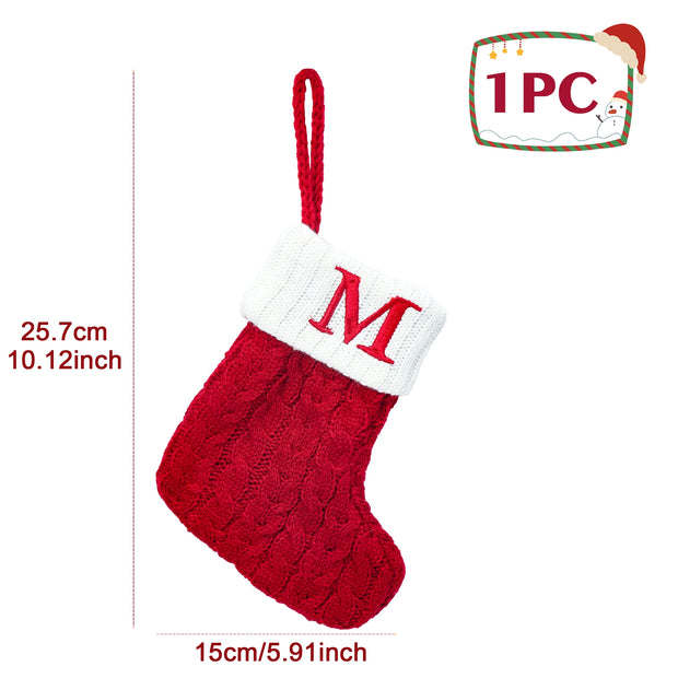 Christmas Socks Knitting Snowflake Letter Stocking Christmas Decoration 2025 For Home Xmas Tree Ornament Gift Navidad Natal 2026