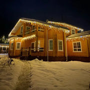 Christmas Decorations 2025 Street Garland On The House Outdoor Festoon Led Icicle Curtain Lights 4M(W)*0.6M(H) White Flash Fairy