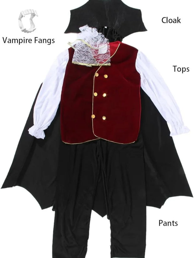 Halloween Fantasy Children's Costumes Ghost Bride Gothic Cosplay Girls Red Vampire Day of The Dead Kids Costumes for Boy Girl