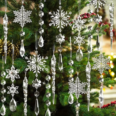 3/5/18pcs Christmas Tree Decoration Crystal Ornaments -for Christmas Tree Winter New Year Party Supplies, Best for Christmas