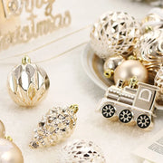 65PCS Champagne Gold Christmas Ball Decorations Matte Glossy Water Ripple Design Xmas Balls Christmas Tree DIY Decorations