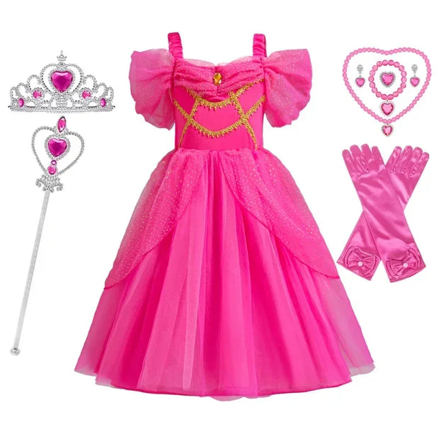 Jasmine Costume for Kids Girl Fancy Birthday Party Gown Princess Dress Carnival Children Clothing 2024 New Halloween Disguise