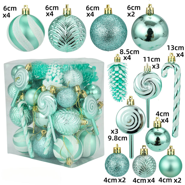 29/36/40pcs Christmas Ball Silver Red Christmas Tree Hanging Pendants Printed Special-shaped Gold Christmas Spheres 2024 New