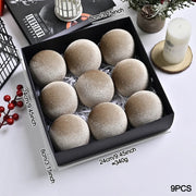 8cm 9pcs Silk Velvet Christmas Ball Ornaments Luxury Dot Christmas Tree Party Decoration Set Christmas Spheres Pendant 2025 New