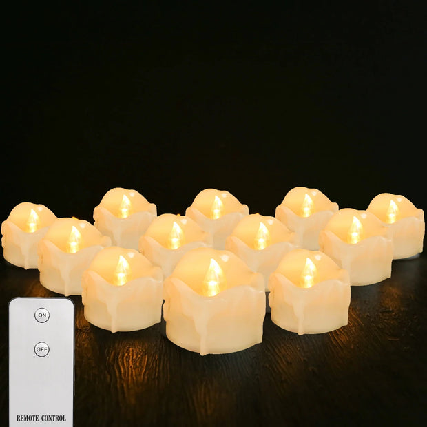 Flameless Flickering LED Tea Lights with Remote Control 200+Hour Electronic Candles for Votive Wedding Christmas Halloween Decor