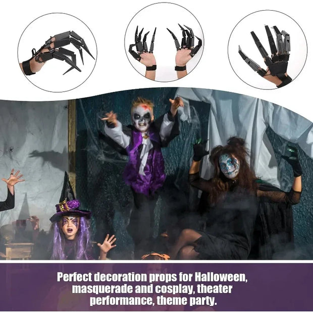 Halloween Articulated Fingers Scary Fake Fingers Skeleton Hand Cosplay Finger Glove Realistic Horror Ghost Claw Prop Party Decor