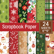 24pcs Christmas Decorative Scrapbook Paper,Christmas Gift Small Business Packaging,Cardmaking Craft For Journal Background Paper