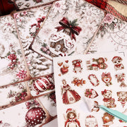 56pieces(12 A5 papers and 44stickers)Christmas Classic DIY Decoupage Paper Kit, for Scrapbooking, Christmas Collage Decoration