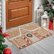 VIKAMA Christmas Gingerbread House Floor Mat Entrance Non Slip Water Absorbent Easy To Clean Festive Atmosphere Decorat Carpet