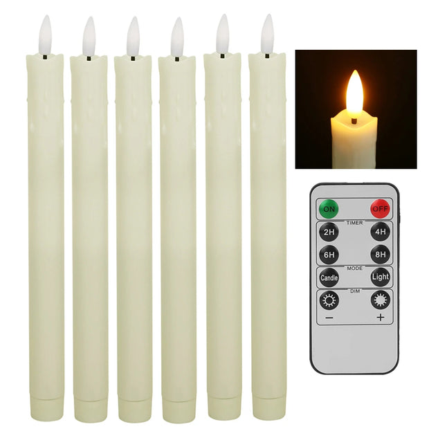 Flameless LED Taper Candles with Remote Flickering Electronic Candle Ivory/White Tea Lighting for Christmas Halloween Home Decor