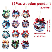 Christmas Snow Scene Wooden Pendants Merry Christmas Decorations for Home 2025 Navidad Natal Xmas Tree Hanging Ornament New Year