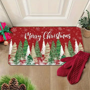 VIKAMA Christmas Decorative Rug, Durable and Non-Slip Christmas Tree Bathroom Door Mat, Entrance Door Mat, Home Decor