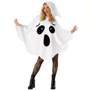 White Halloween Cloak Cape Fright Clothes Trick-or-Treat Spooky Pumpkin Cloak Black Eye Full Suit Ghost Cosplay Costume