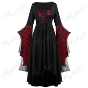 Vintage Halloween Cosplay Costume Witch Vampire Gothic Dress Ghost Dresses Up Party Printed Medieval Ghost Bride Female Clothes