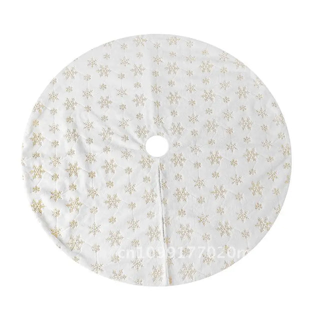 Hong Kong Love Christmas Tree Skirt round Plush Snowflake Design Home Decorations Short Apron
