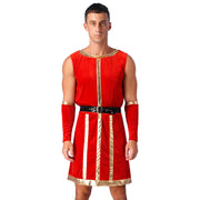 Mens Roman Spartan Gladiator Warrior Costume Ancient Greek Mythology God Toga Fancy Dress Up Halloween Cosplay Costumes
