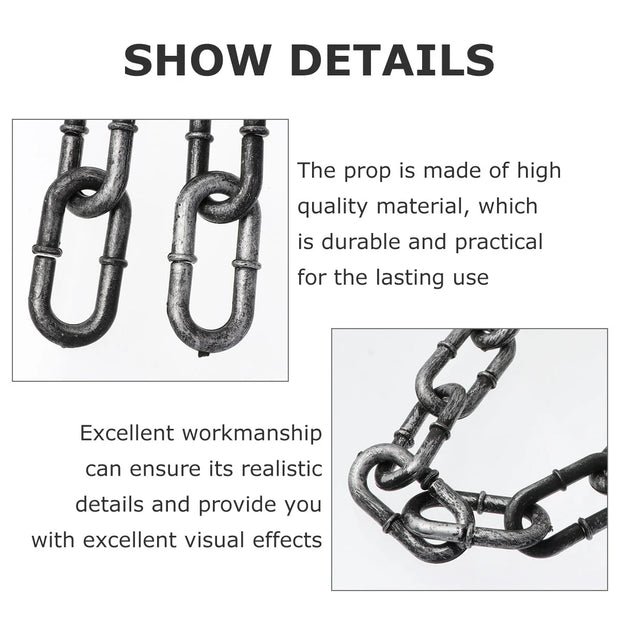 Halloween Simulation Iron Chain Prop Decorative Chain for Halloween Party Men Women Fashion Jewelry Necklace Basic Punk Style