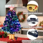 Mini Fiber Optic Tabletop Artificial Christmas Tree with color changing star tree topper, Green, Pre-lit, Xmas Tree, 24 inch