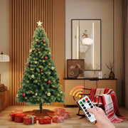 Artificial Christmas Tree with Remote Control Green Holiday Tree for Living Room Office Party Decoration, Premium Hinged Artific
