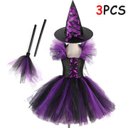 Halloween Kid Girl Cosplay Costume Maleficent Tulle Purple Black Dress Girls Vestidos Party Evil Queen Mesh Princess Dresses