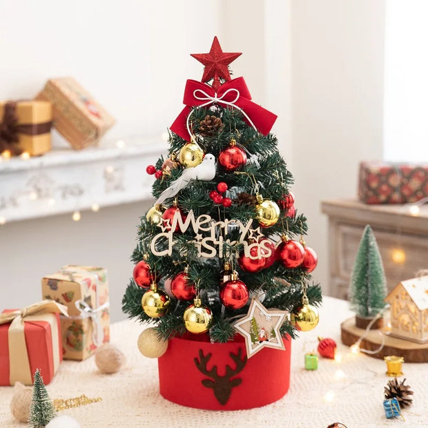 Desktop Christmas Tree Flocking Pink Set Mini Christmas Tree Ornaments DIY Christmas Gift Christmas Tree Decoration