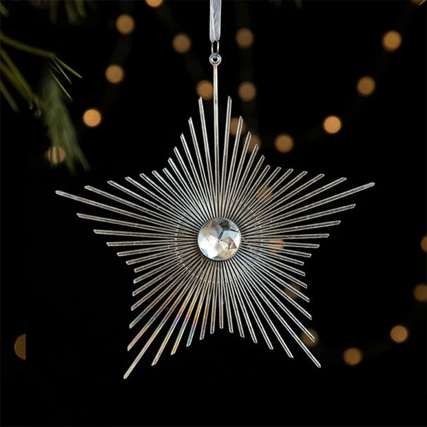 Transparent Christmas Hanging Decoration Snowflake Candy Star Crown Christmas Tree Ornament Acrylic Shopwindow