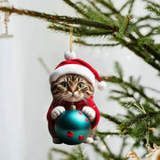 Cat Christmas Hanging Ornaments Cute Cartoon Acrylic Animals Xmas Tree Pendants Personalized Christmas Decor for Car Interior