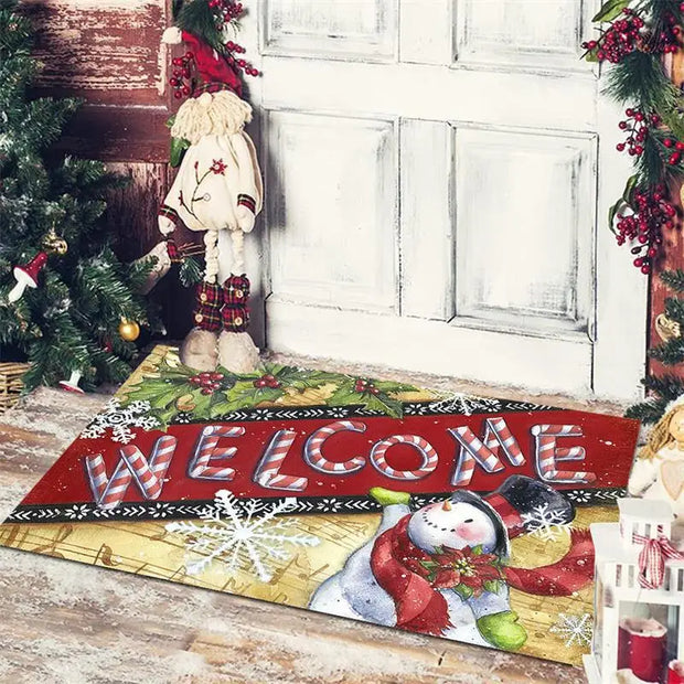 Christmas Floor Mat Entrance Doormat Bedroom Bath Toilet Anti Slip Carpet 2024 Merry Christmas Decoration for Home New Year Gift