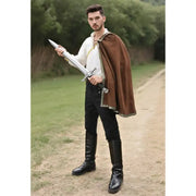 DAZCOS Medieval Tudor Cape Renaissance Cavalier Half Shoulder Shawl Black Hooded Shrug Ranger's Cloak LARP Costume Halloween