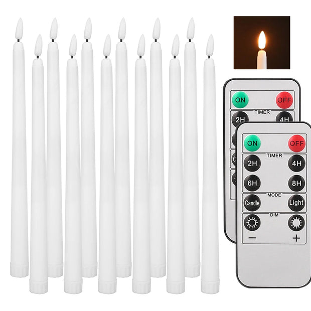 Flameless LED Taper Candles with Remote Flickering Electronic Candle Ivory/White Tea Lighting for Christmas Halloween Home Decor