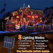 Solar Christmas Decorations Light Outdoor Waterproof Fairy String Curtain Lights for Xmas Eaves Window Party Yard Garden Indoor