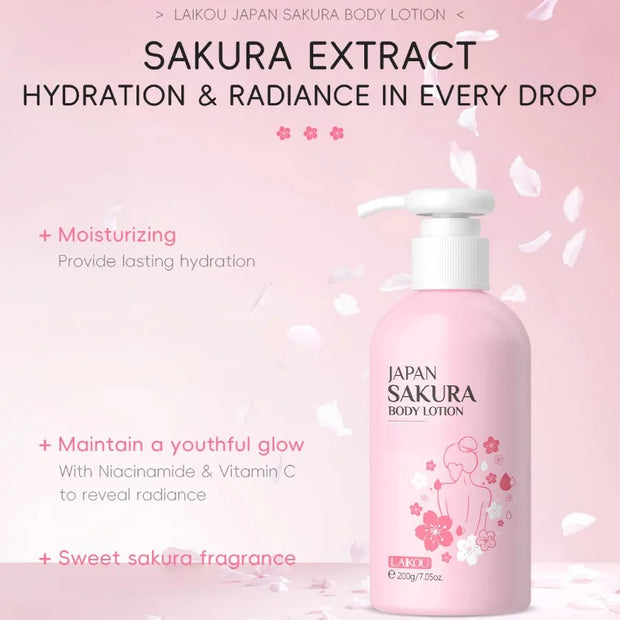 Cherry Blossom Body Cream 200g Moisturizing Lotion Daily Skin Care Essential Holiday Gift Idea