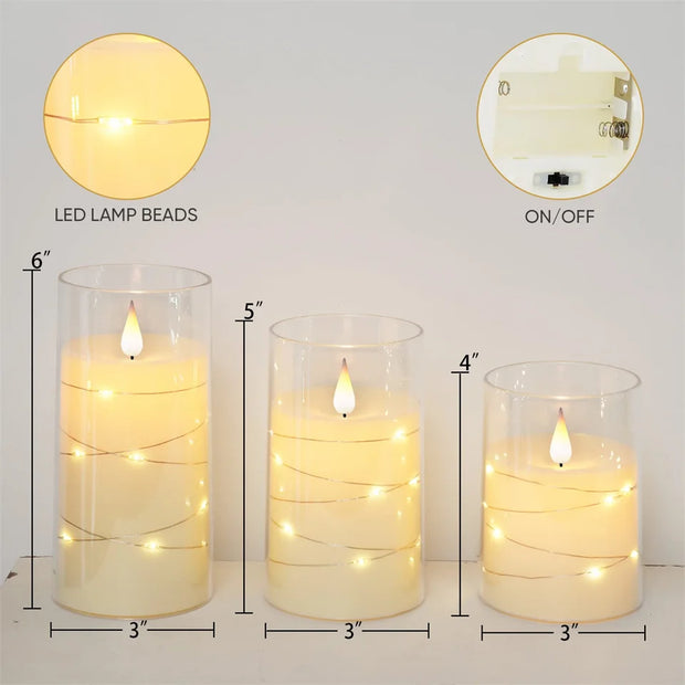 3Pcs Flickering Flameless Candles Battery Operated Candles LED Candles with Remote Timer for Home Halloween and Christmas Decor