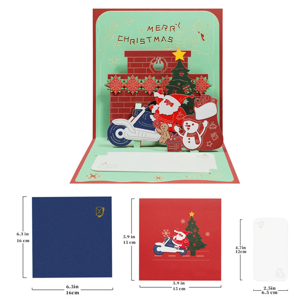 Merry Christmas Cards Christmas Tree Winter Gift Pop-Up Cards Christmas Decoration  Stickers Laser Cut New Year Greeting Cards