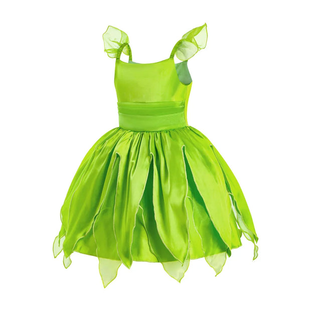 Kid Girls Princess Fairy Costume Tinker Bell Tutu Dress Sleeveless Wing Princess Girl Costume Cosplay Carnival Halloween Party