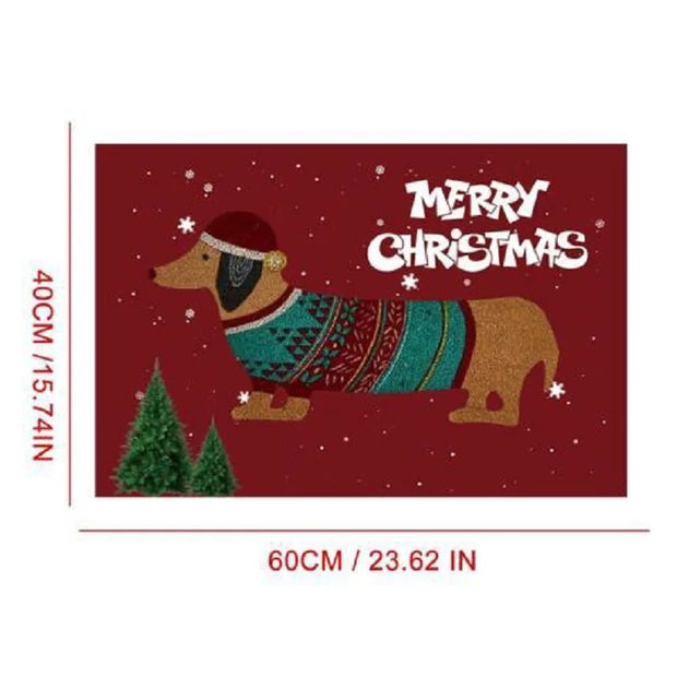 Christmas Dachshund Sausage Doormat Multipurpose Front Door Rug Creative Christmas Non-Slip Blanket For Indoor Outdoor 40x60cm