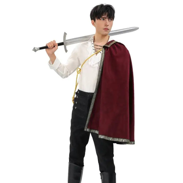DAZCOS Medieval Tudor Cape Renaissance Cavalier Half Shoulder Shawl Black Hooded Shrug Ranger's Cloak LARP Costume Halloween