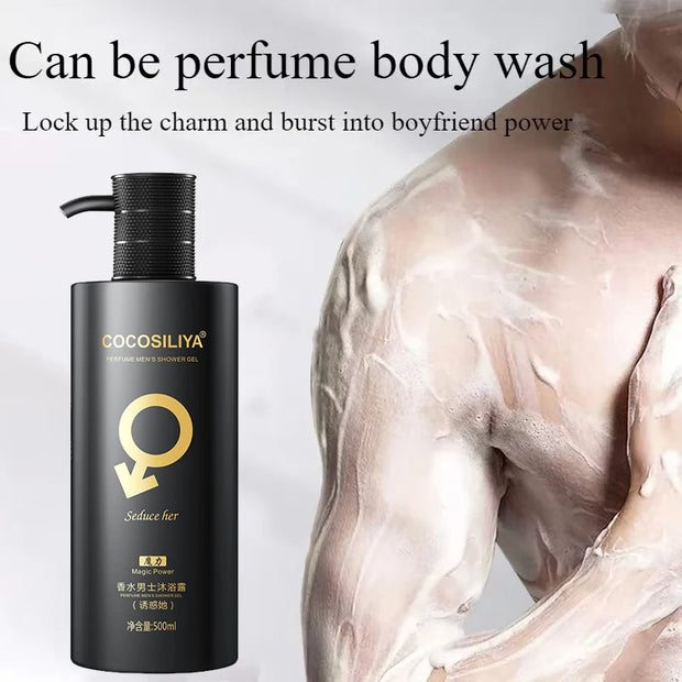 500ML Pheromone Shower Gel,Deep Cleaning Glamour Lure Bath Lotion with Charming Seductive Fragrance,For Man to Attract Woman