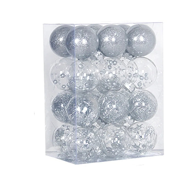 24pcs 6CM Christmas Ball Set Shatterproof Delicate Christmas Tree Decoration Pendant Transparent Waterproof Hanging Ornament