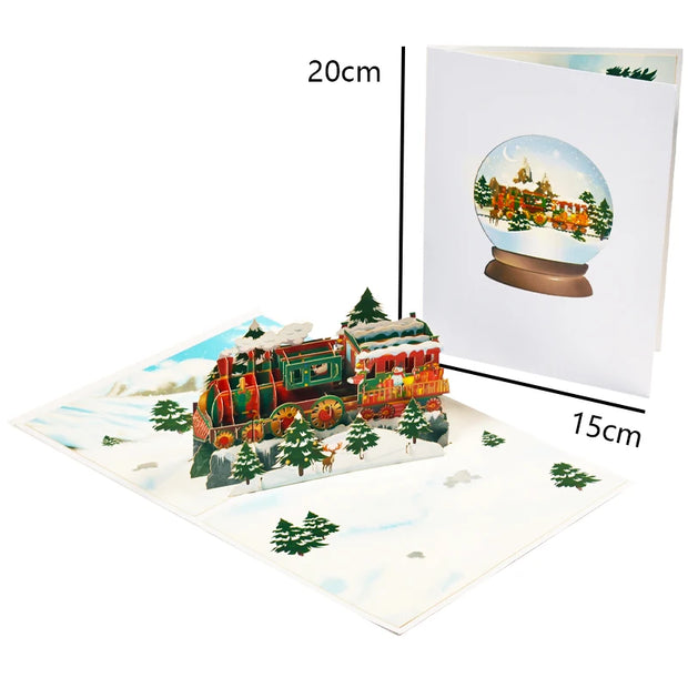 Merry Christmas Cards Christmas Tree Winter Gift Pop-Up Cards Christmas Decoration  Stickers Laser Cut New Year Greeting Cards