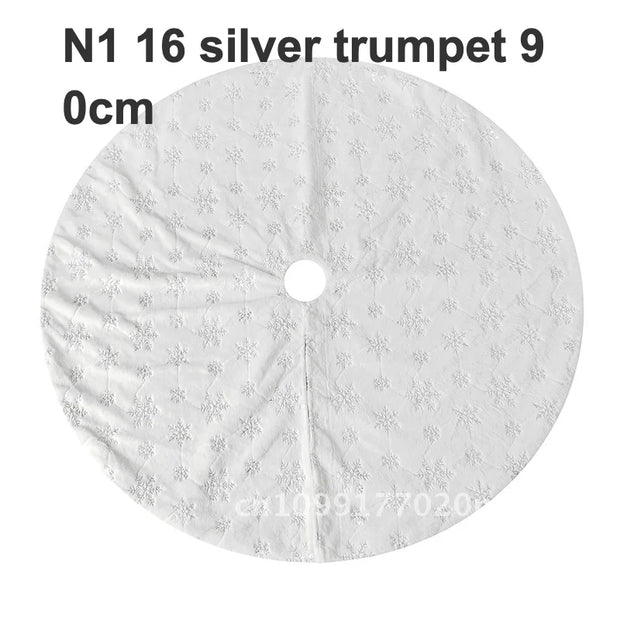 Hong Kong Love Christmas Tree Skirt round Plush Snowflake Design Home Decorations Short Apron