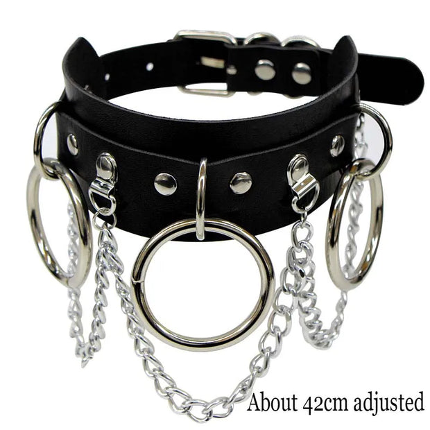 New Sexy Harajuku PU Leather Chain Heart Pendant Necklaces Women Men Punk Neck Gothic Black Pink Choker Necklace Cool Collar